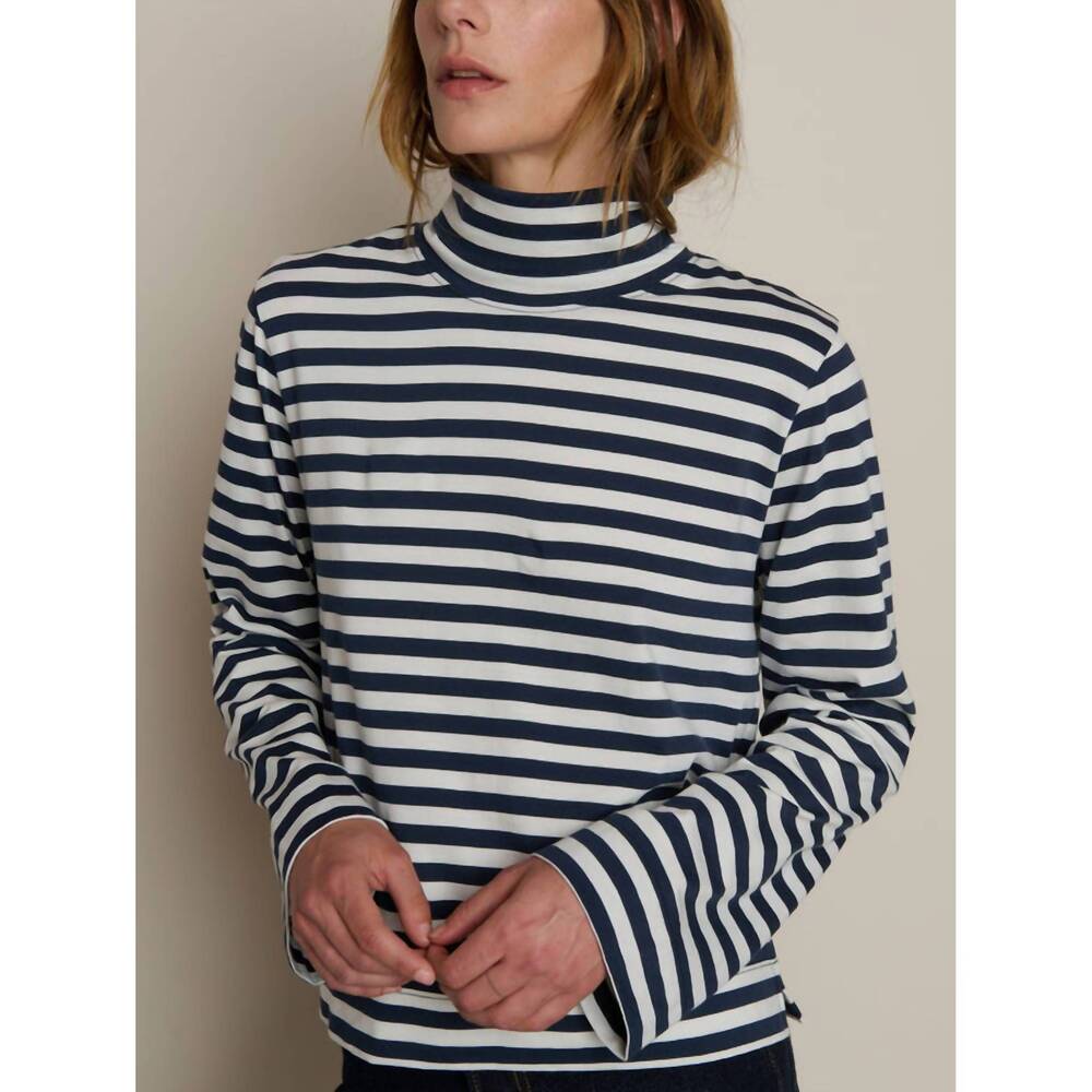 NEW NATION LTD neo mock neck tee in seascape stripe - Picture 3 of 6